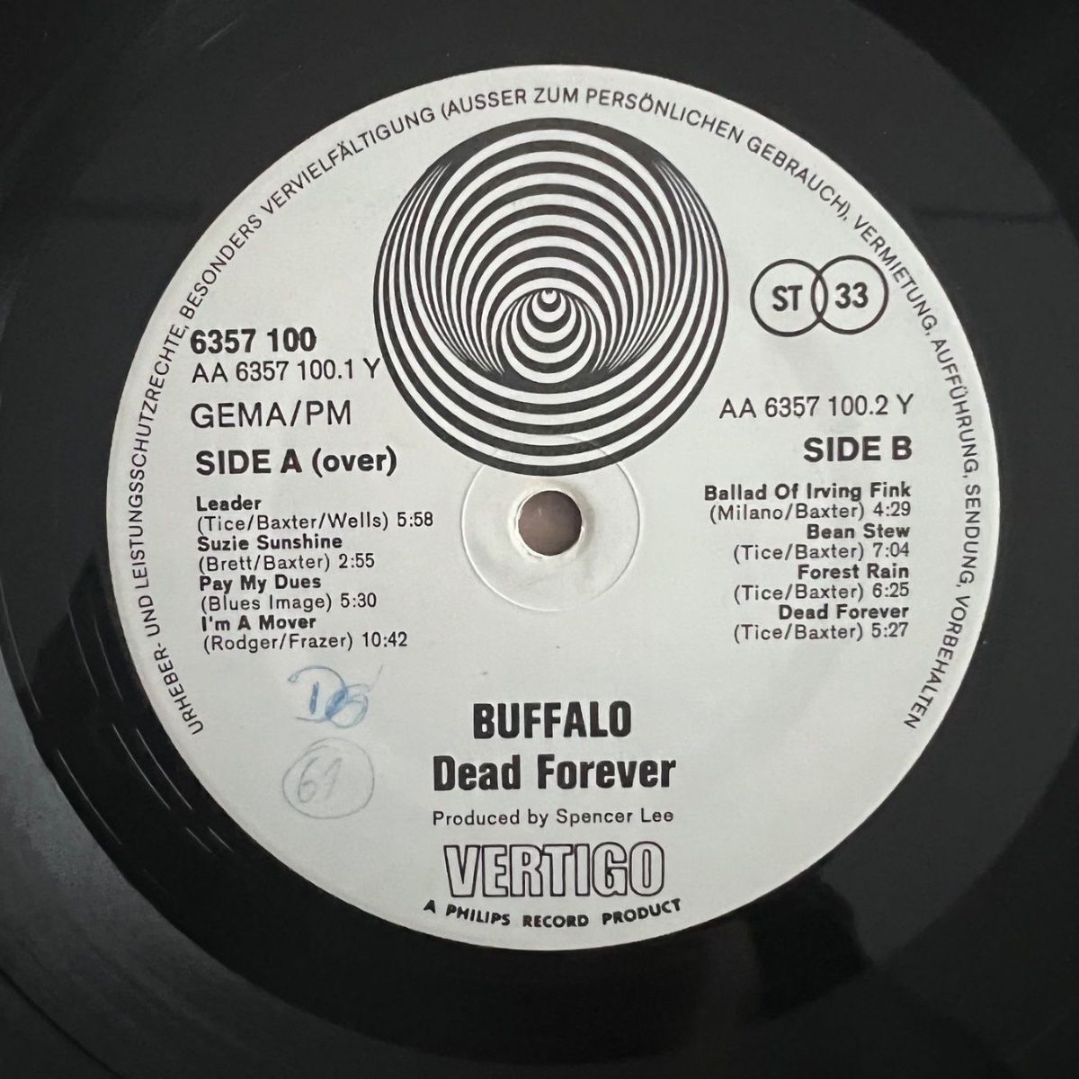 Buffalo - Dead Forever ... / 1er pressage allemand 1972 - (VG++/VG+)