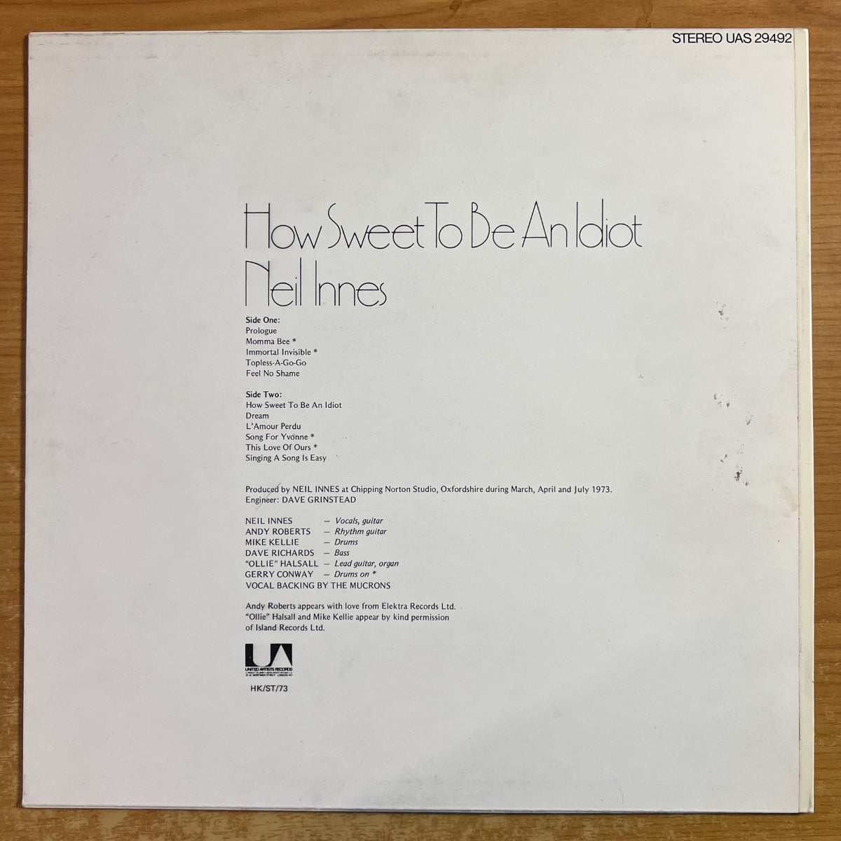 Neil Innes - How Sweet To Be An Idiot / 1st UK Press. 1973 - (M-/VG++)
