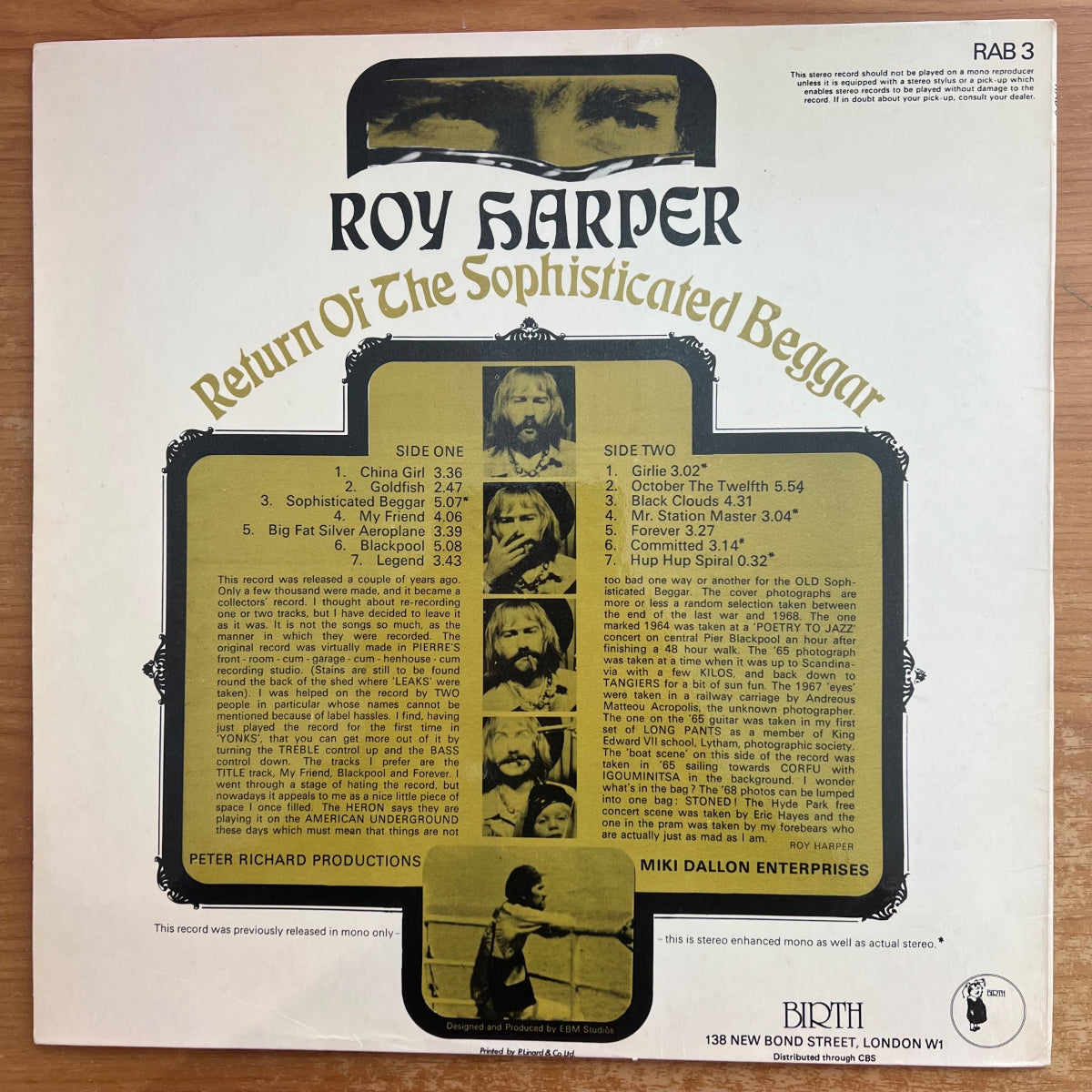 Roy Harper - Return Of The Sophisticated Beggar / UK-Press. 1973 - (M-/VG++)