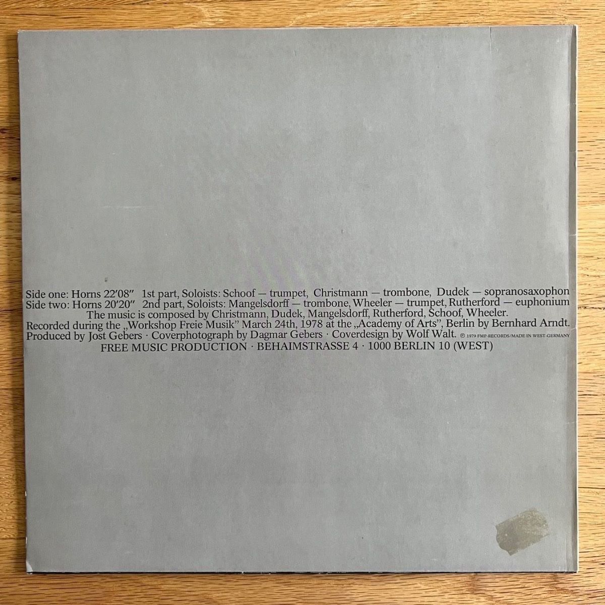 Günter Christmann, Gerd Dudek, Albert Mangelsdorff.. - Cors - (M-/VG++)