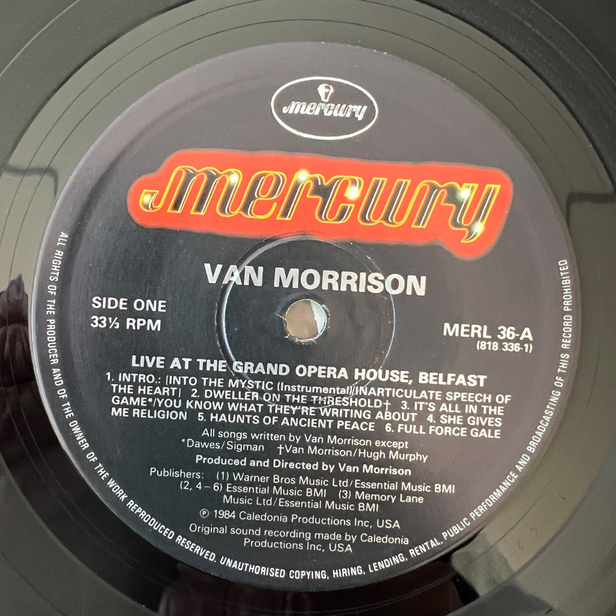 Van Morrison -. Live At The Grand Opera House Belfast / 1st UK Press. 1984 - (M-/M-)