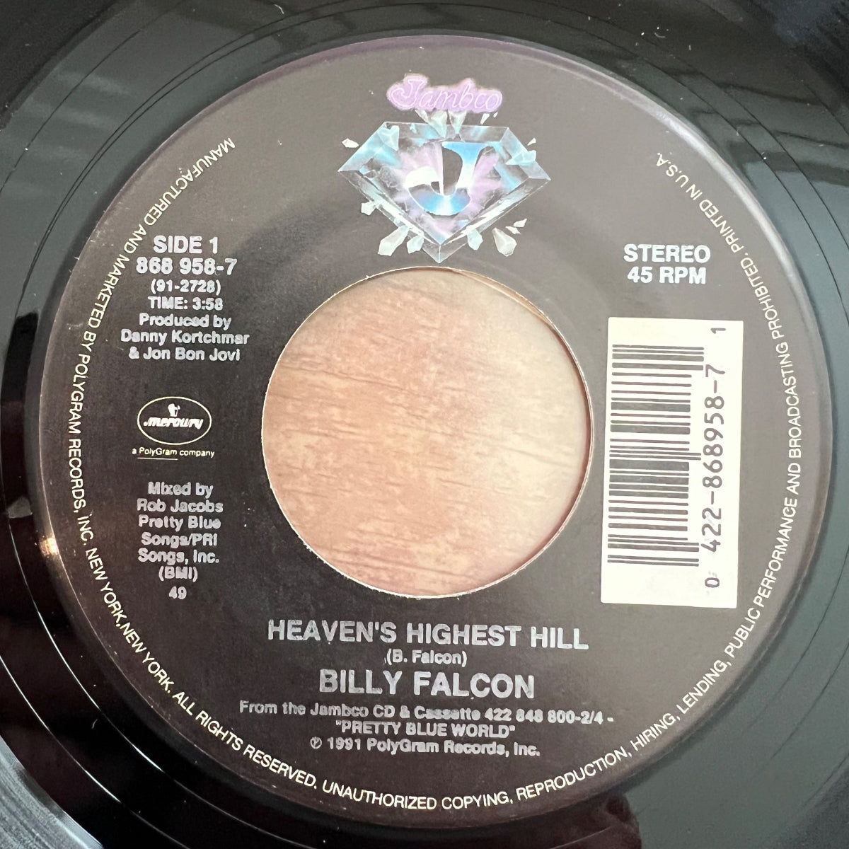Billy Falcon - Heaven's Highest Hill / 1ère édition américaine. 1991 - (M-/Neutre)