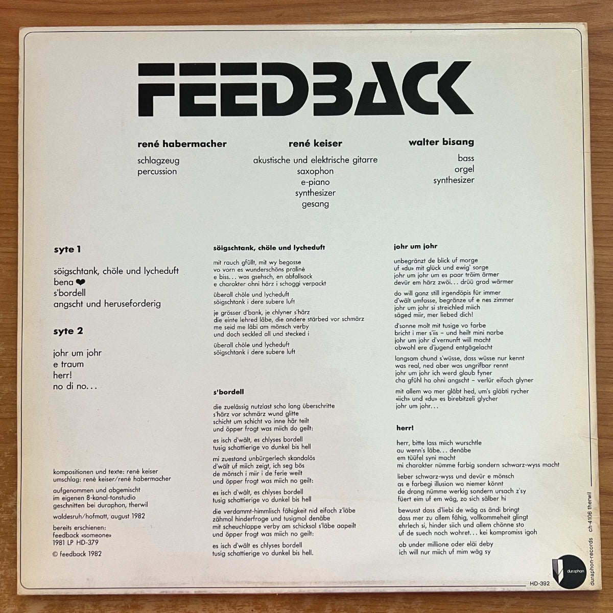Feedback - Same / 1. Swiss-Press. 1982 - CH-Electro Prog