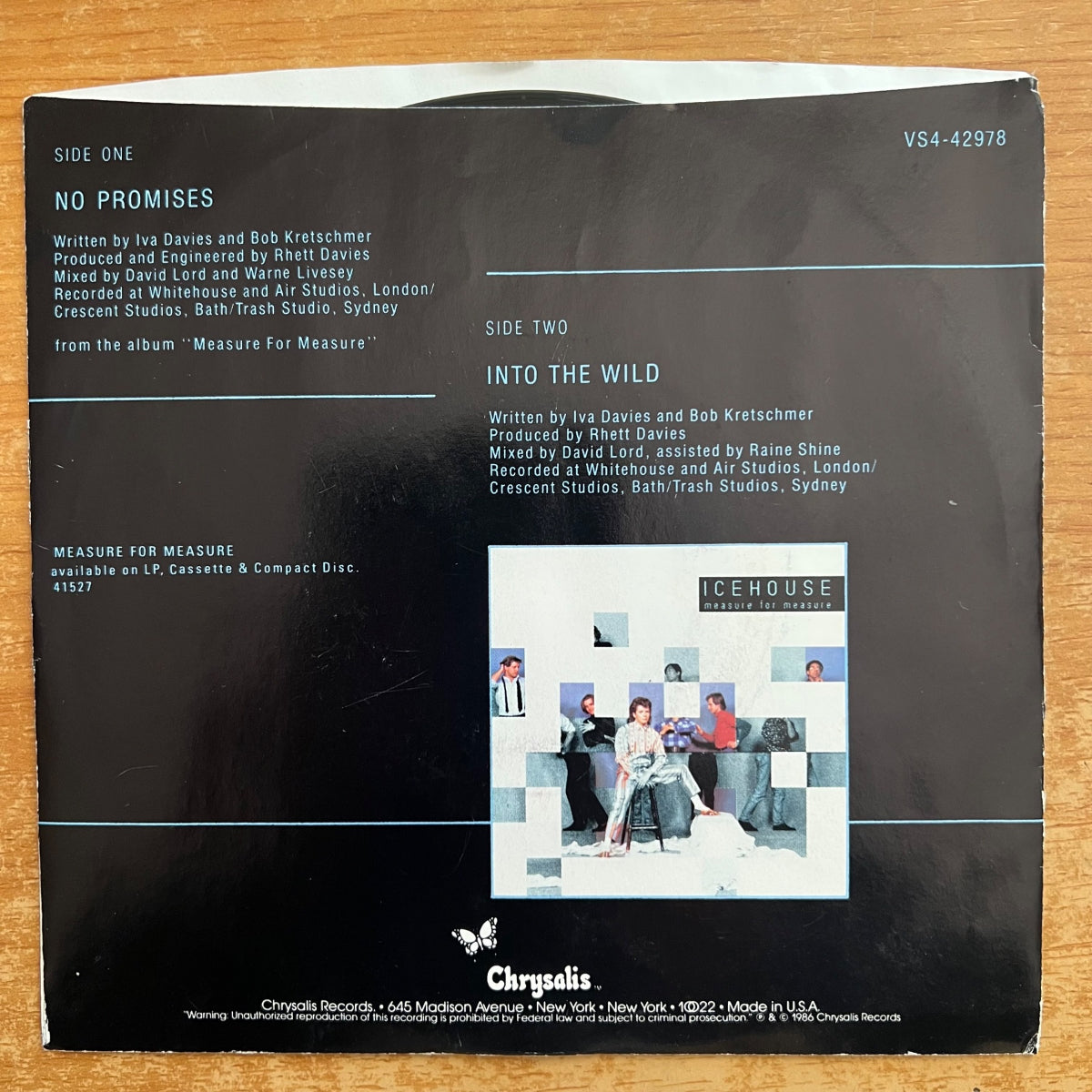 Icehouse - No Promises / 1. US-Press. 1986 - (M-/M-)