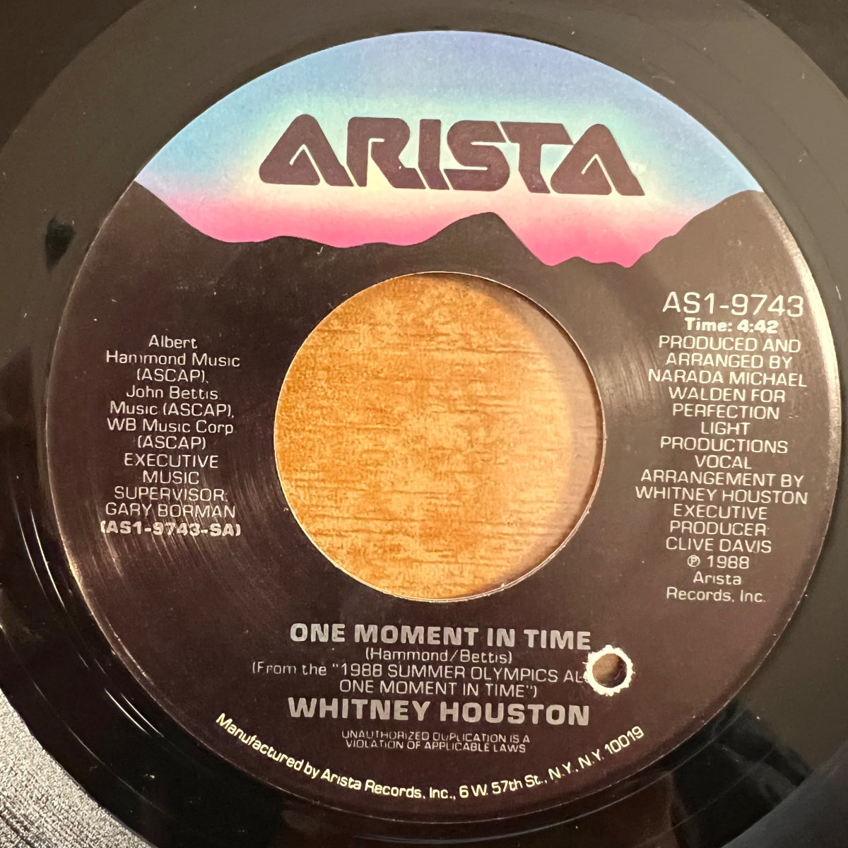 Whitney Houston - One Moment In Time / 1ère presse américaine 1988 - (M-/M-)