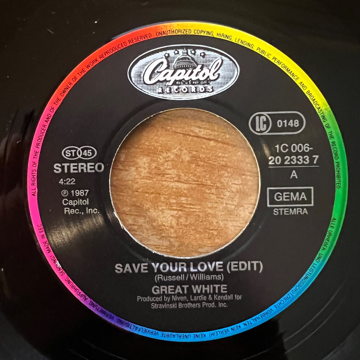 Great White - Save Your Love / 1. D-Press. 1987 - (M-/M-)
