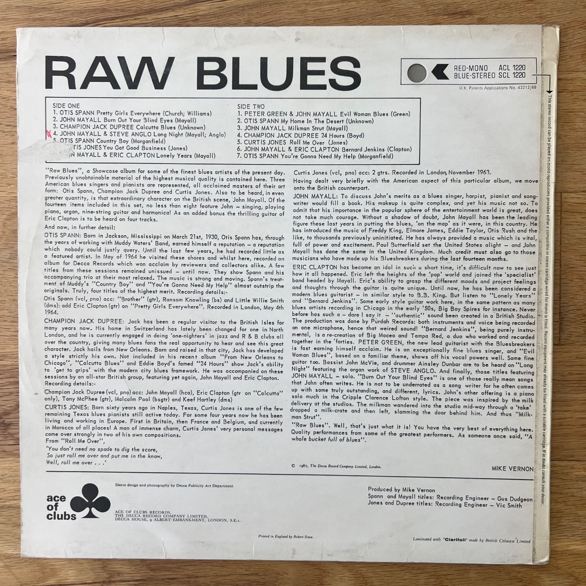 Various - Raw Blues / UK-Press. 1967 - (VG++/VG+)