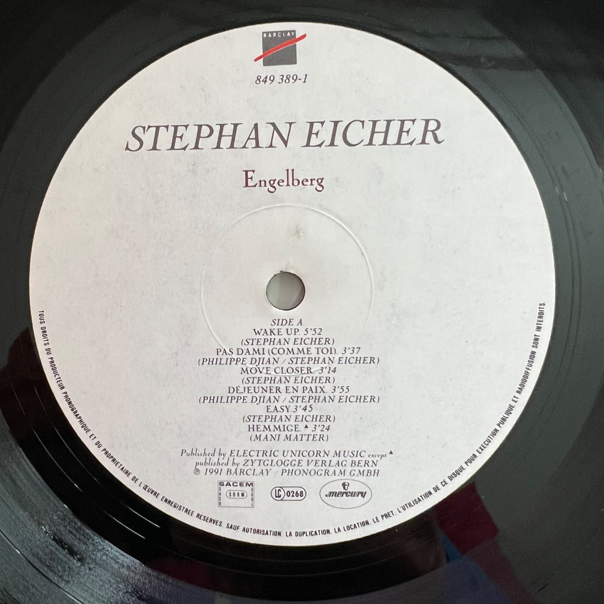 Stefan Eicher - Engelberg / 1. France-Press. 1991 - (M-/M-)