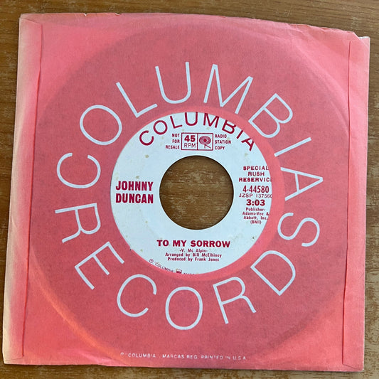 Johnny Duncan - To My Sorrow / US-Promo 1968 - (VG+/VG+)
