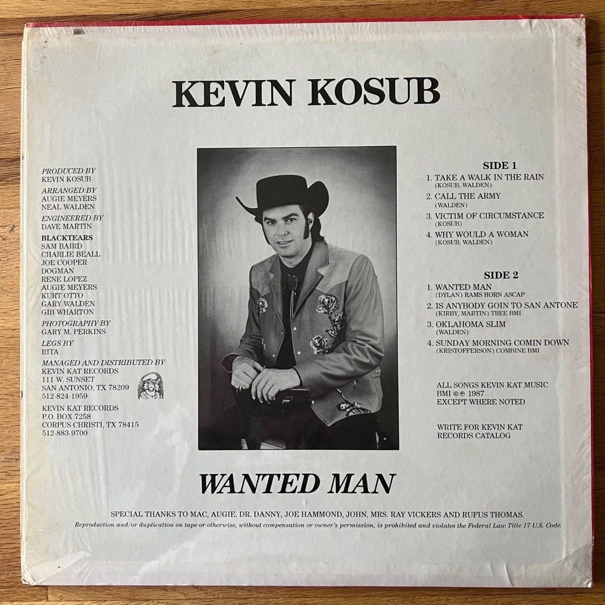 Kevin Kosub & The Blacktears - Wanted Man / 1. US-Press. 1987 - (VG++/VG++)