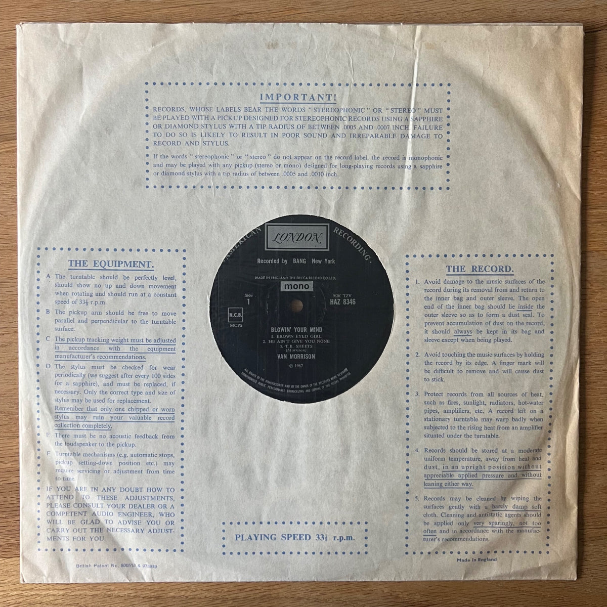 Van Morrison - Blown' Your Mind / 1. UK-Press. 1967 - Mono - (M-/VG++)