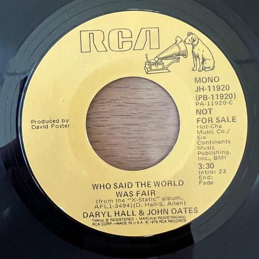 Daryl Hall & John Oates - Who Said The World Was Fair / US-Promo 1979 - (M-/Neutral)