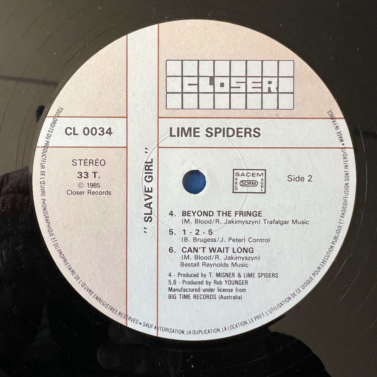 Lime Spider - Slave Girl / 1. France-Press. 1985 - (M-/VG+)