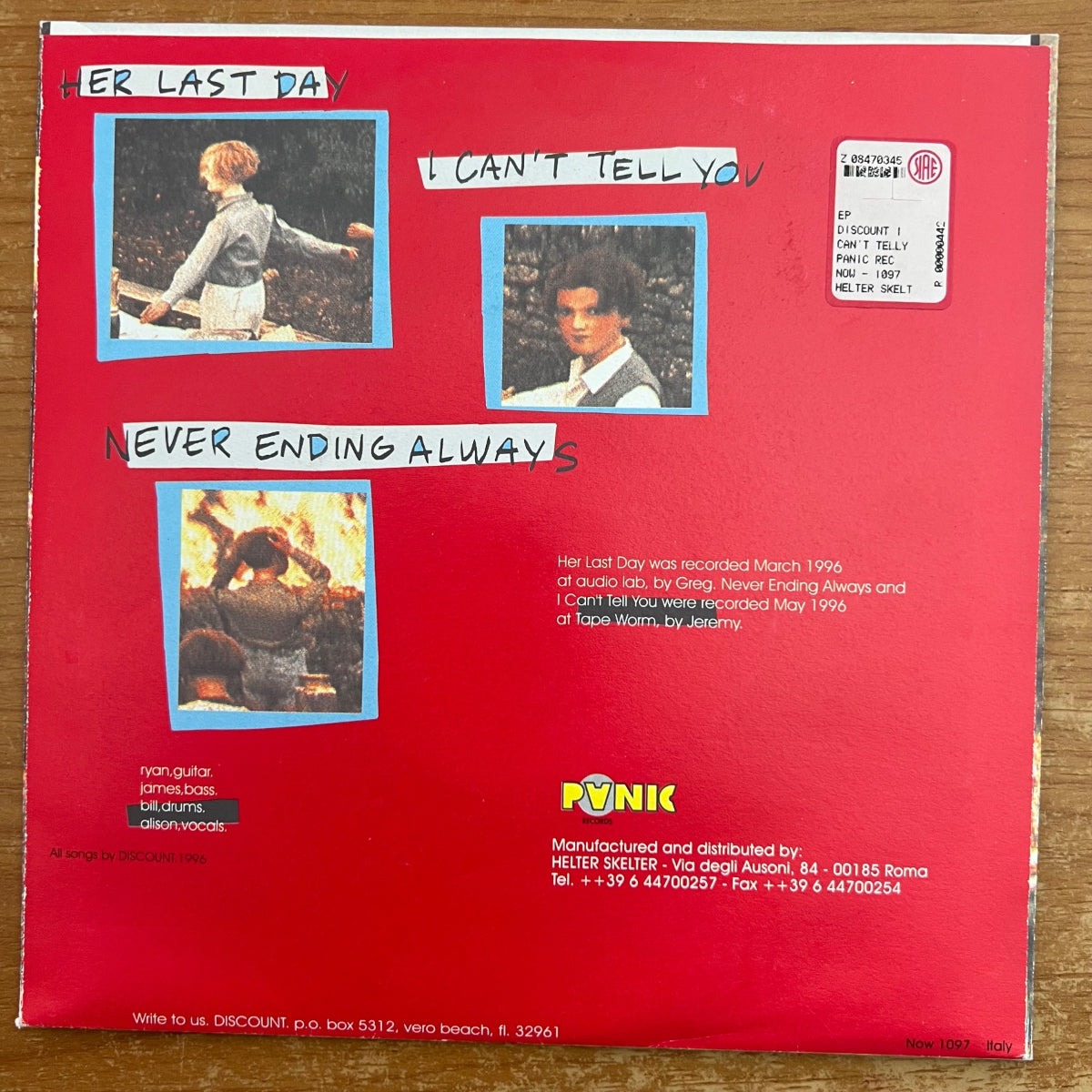Discount - Her Last Day / 1. Italy-Press. 1996 - (M-/M-)