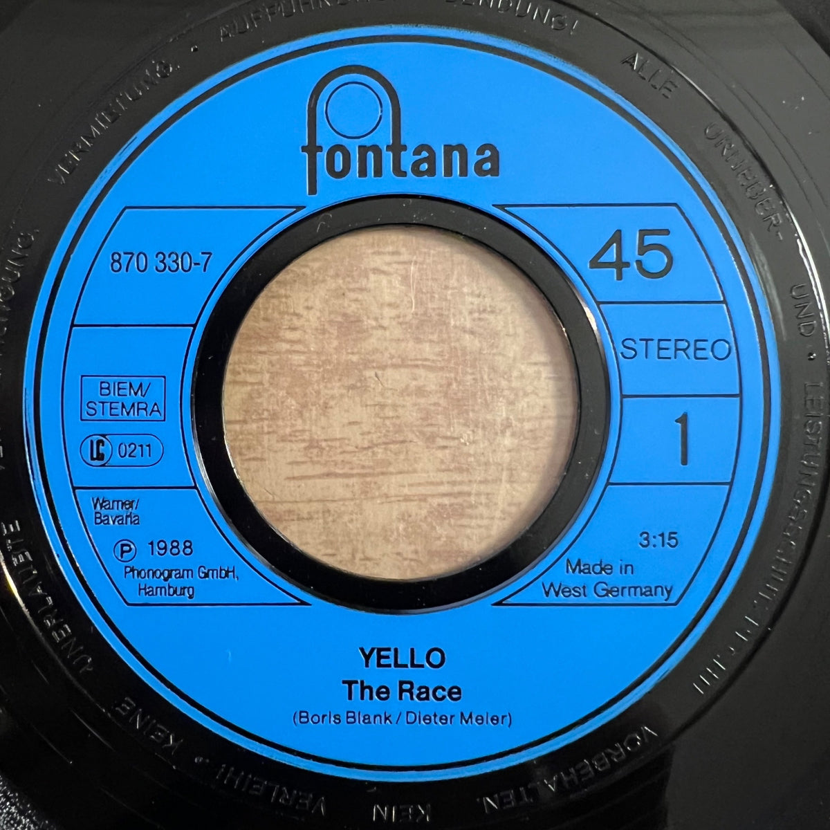 Yello - The Race / 1. D-Press. 1988