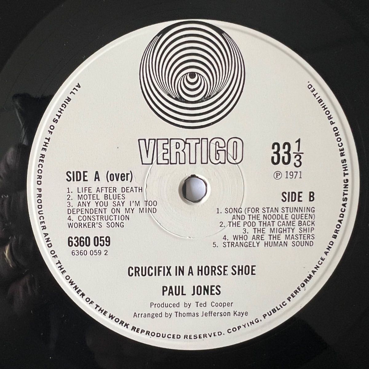 Paul Jones - Crucifix In A Horseshoe / 1. UK-Press. 1971 - (M-/M-)