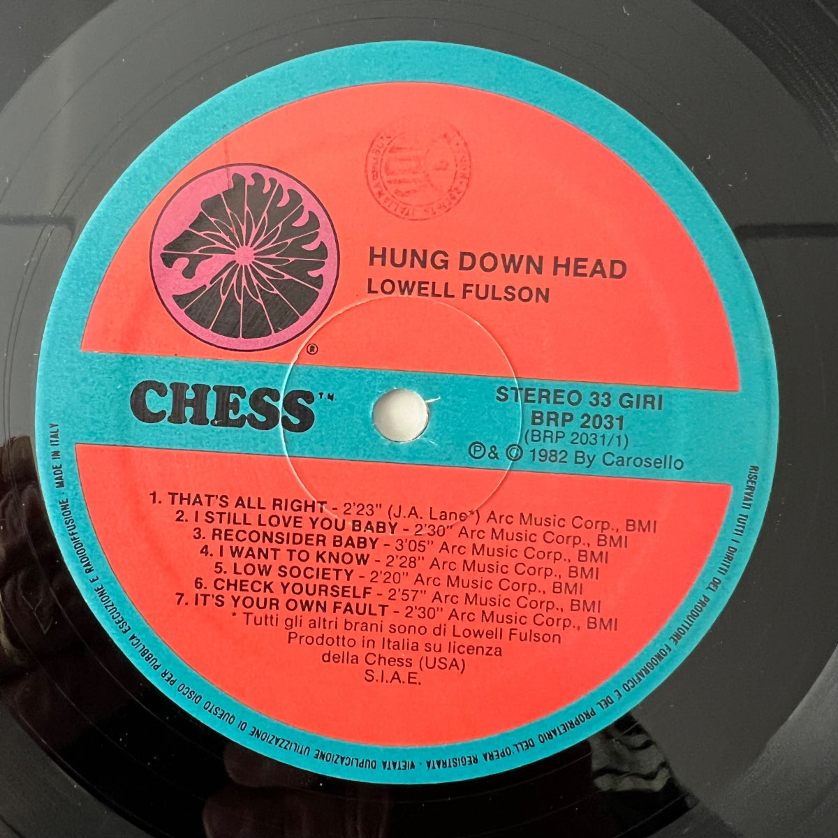 Lowell Fulsom - Hung Down Head / Italy-Press. 1982 - (M-/M-)