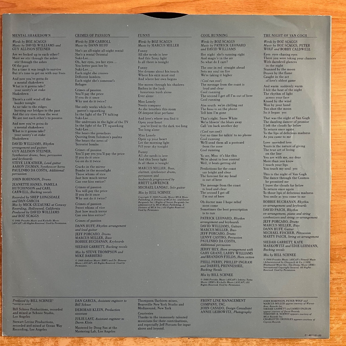 Boz Scaggs - Other Roads / 1. NL-Press. 1988 - (M-/VG++)