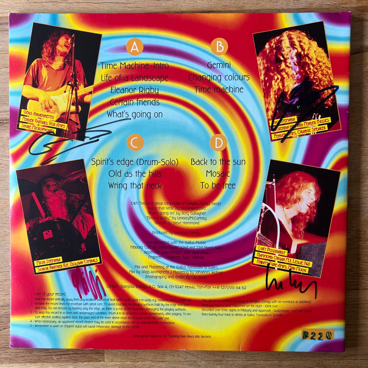 Starglow Energy - 100% Live / 1. Swiss 1996 - Cover Signiert von allen Band-Mirgliedern - (M-/M-)