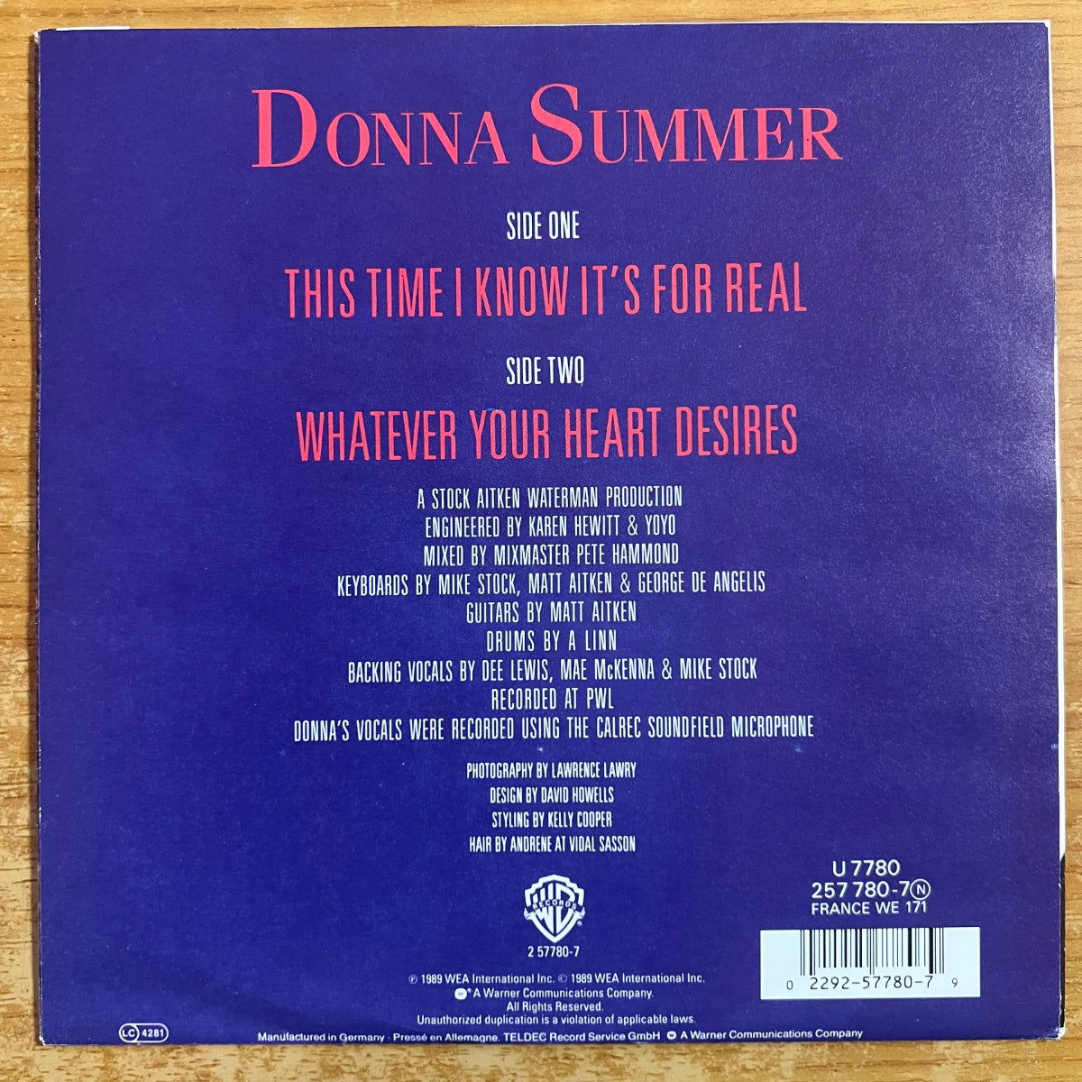 Donna Summer - This Time I Know It's For Real / 1. D-<press. 1989 - (M-/M-)