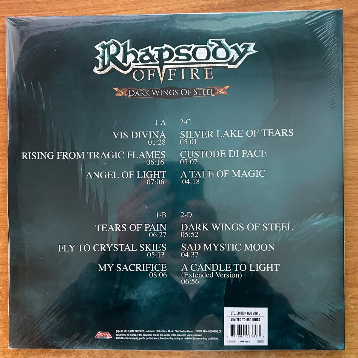 Rhapsody Of Fire - Dark Wings Of Steel / 1. D-Press. 2013 - Red Vinyl - (Mint & Sealed)