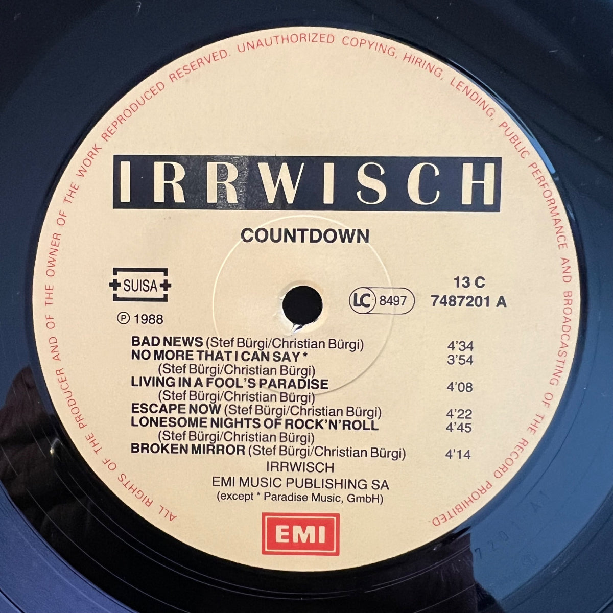 Irrwisch - Countdown / 1. Swiss-Press. 1988 - (M-/VG++)