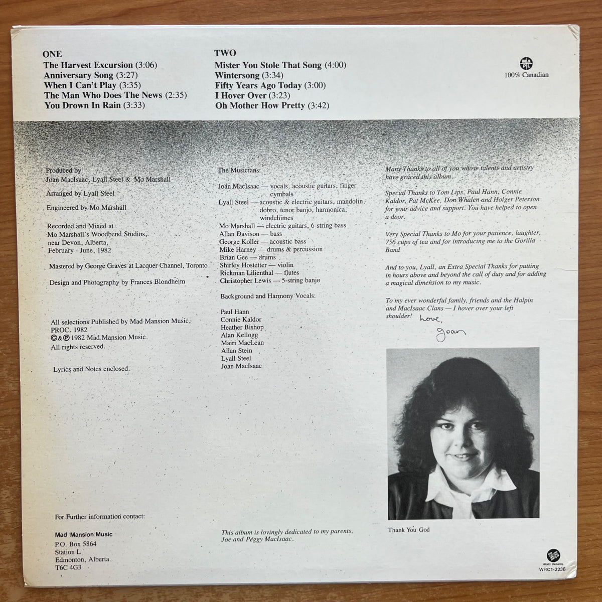 Joan Mac Isaac - Wintersong / 1. Canada-Press. 1982 - (M-/VG++)