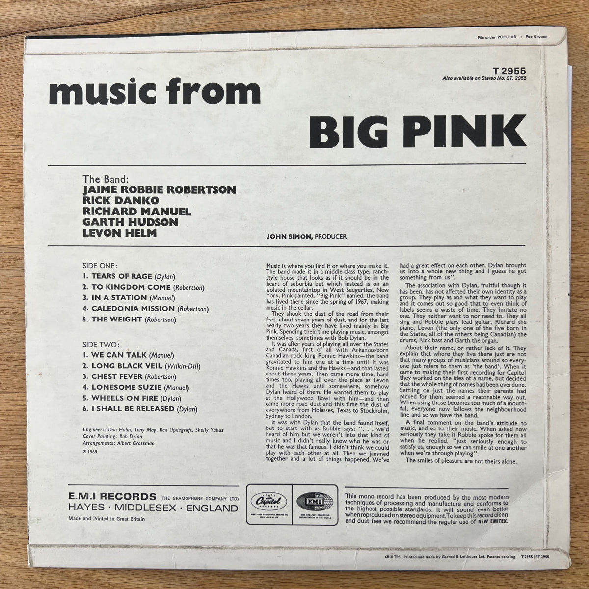 Band - Music From Big Pink / 1. UK-Press. 1968 - Mono - (M-/VG++)