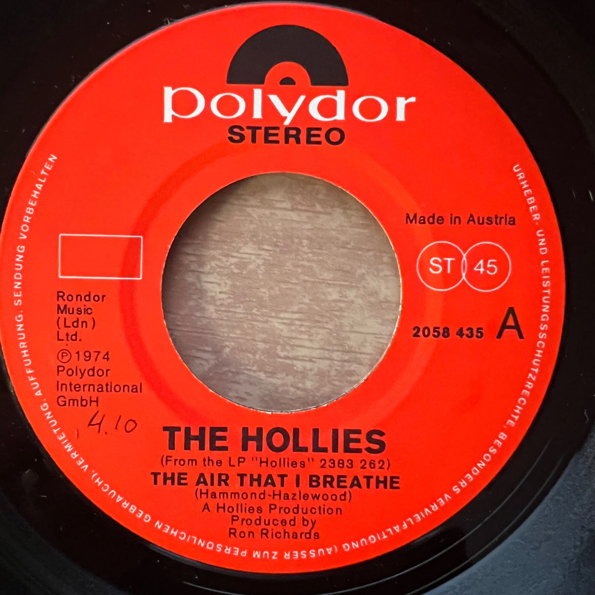 Hollies - The Air That I Breathe / 1. Austria-Press. 1974 - (VG++/VG+)