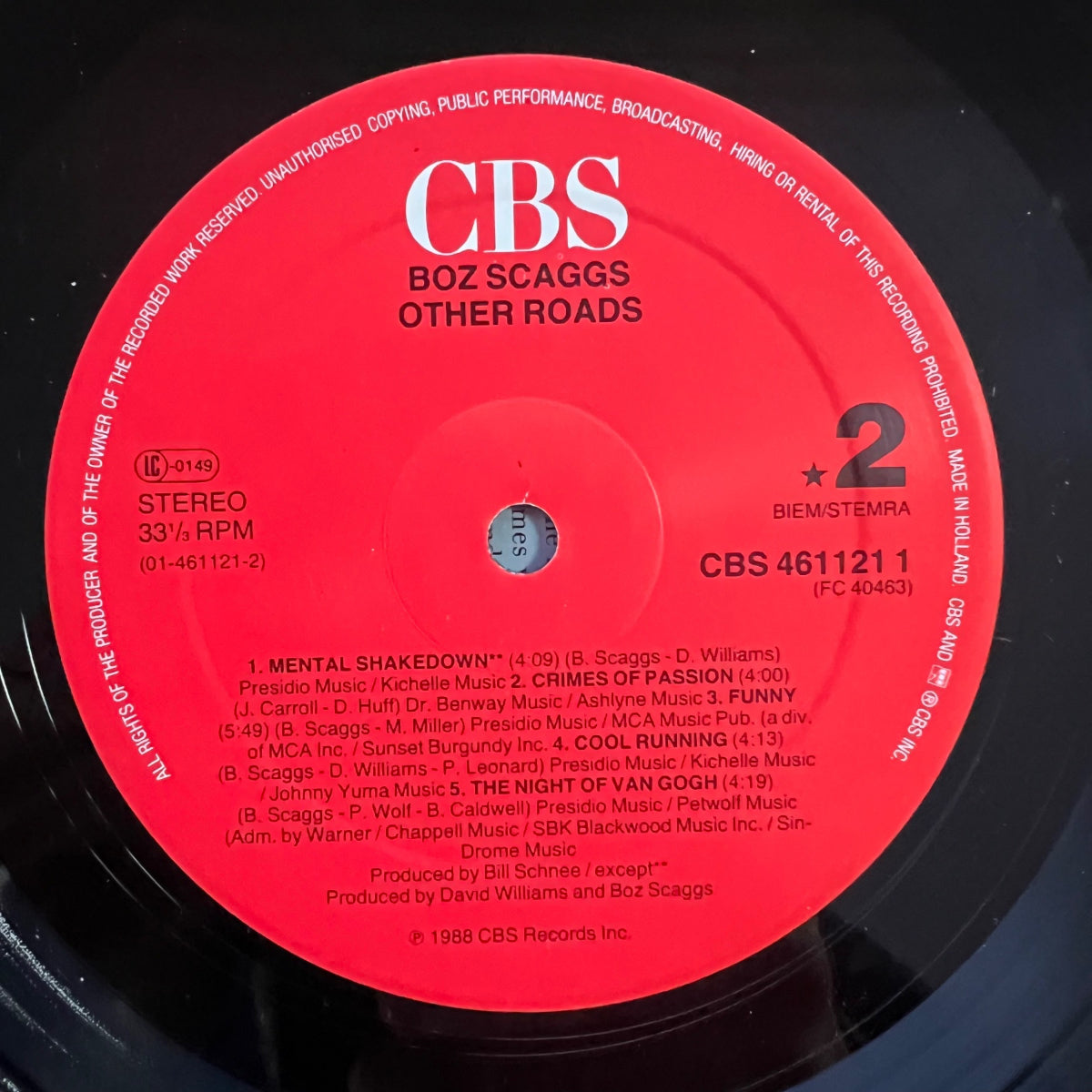 Boz Scaggs - Other Roads / 1. NL-Press. 1988 - (M-/VG++)