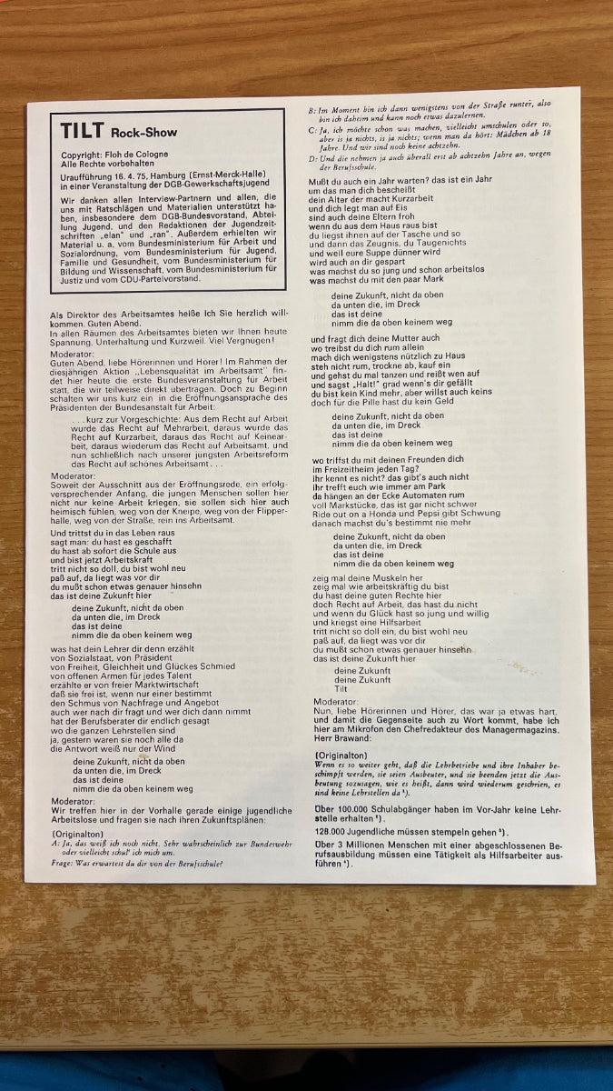 Floh De Cologne - Tilt / 1. D-Press. 1975 - (M-/M-)