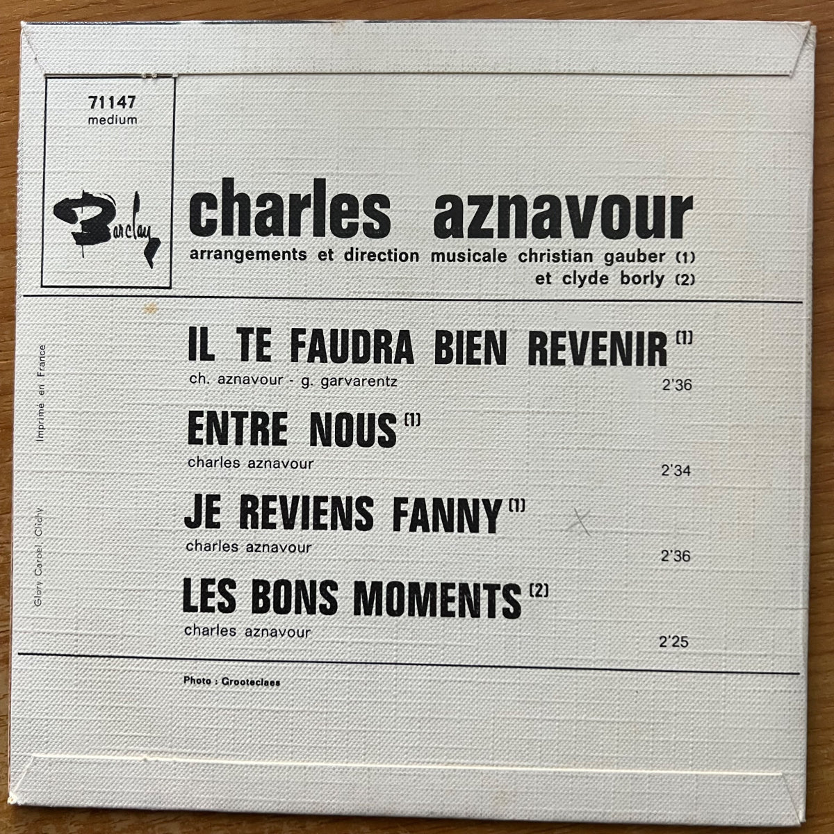 Charles Aznavour - Il Te Faudra Bien Revenir / 7" EP - 1. France-Press. 1967 - (M-/M-)