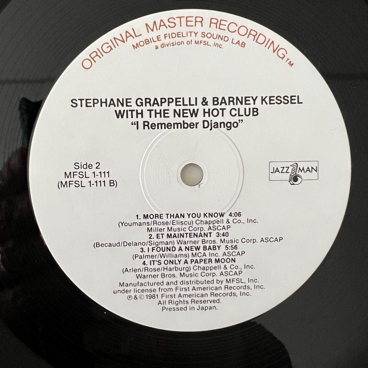 Stephane Grappelli - I Remember Django / Audioph. MFSL 1981 - (M-/VG++)