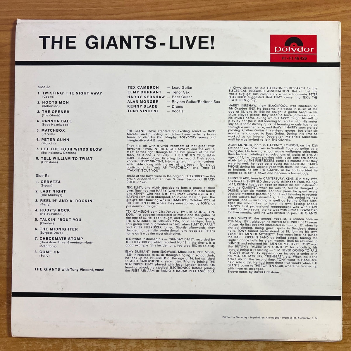 Giants - Live ! / 1. D-Press. 1964 - (M-/M-)