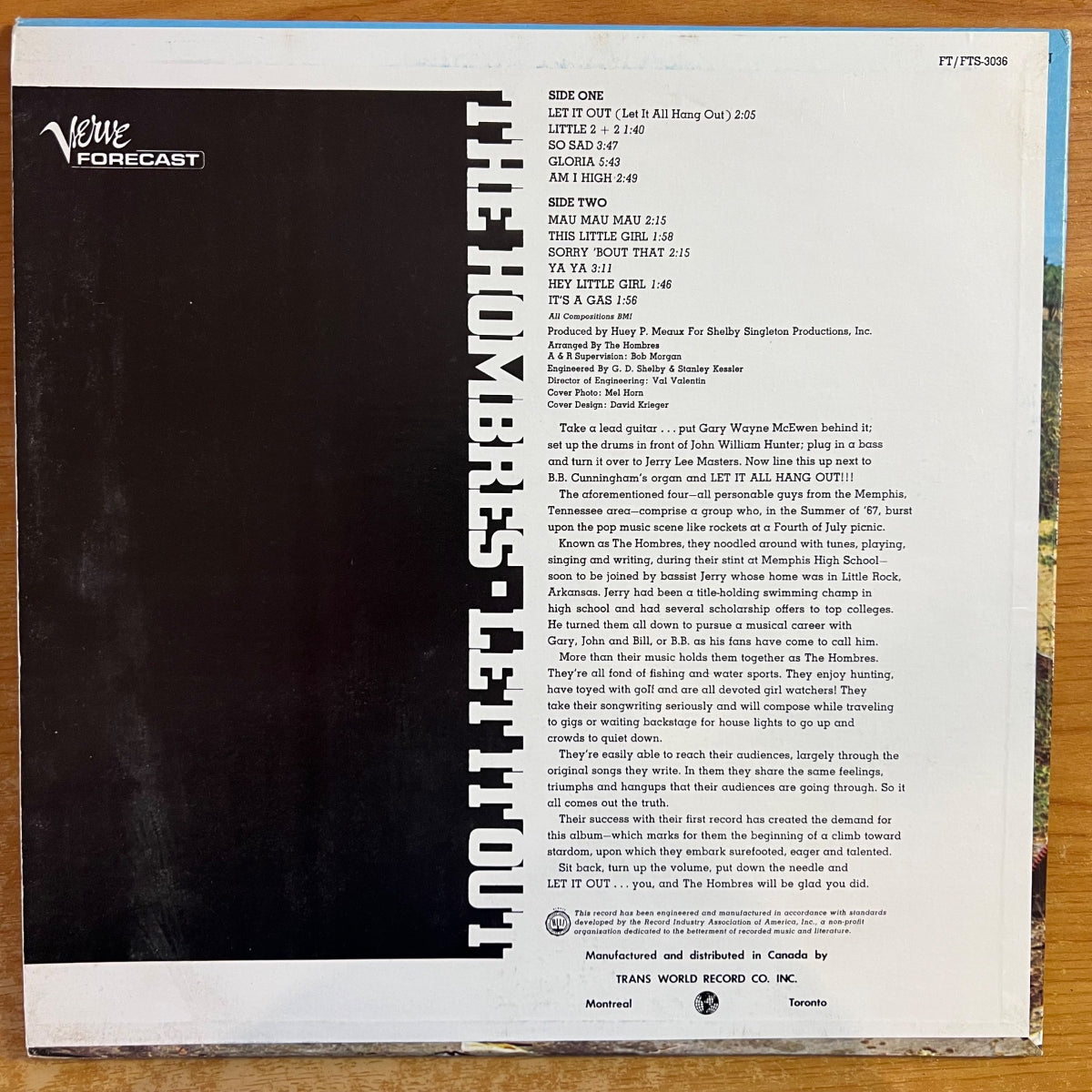 Hombres - Let It Out / 1. Canada Press. 1968 - (M-/M-)
