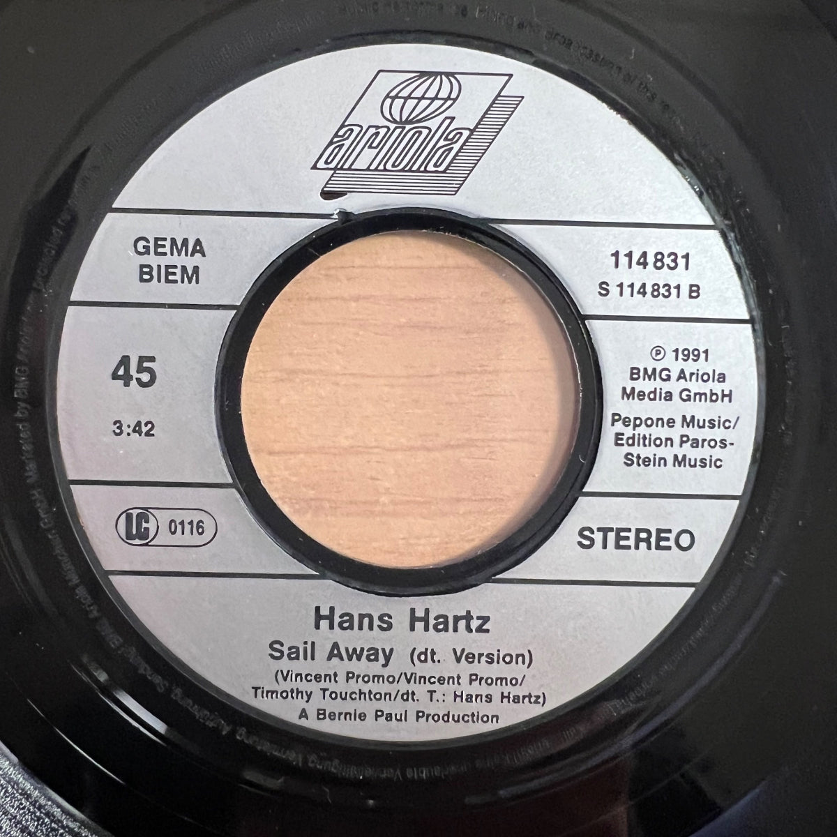 Hans Hartz - Sail Away / 1. D-Press. 1991 - (M-/M-)