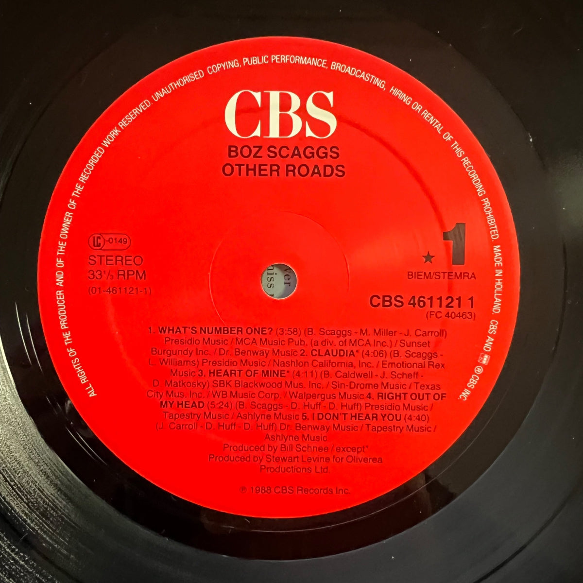 Boz Scaggs - Other Roads / 1. NL-Press. 1988 - (M-/VG++)