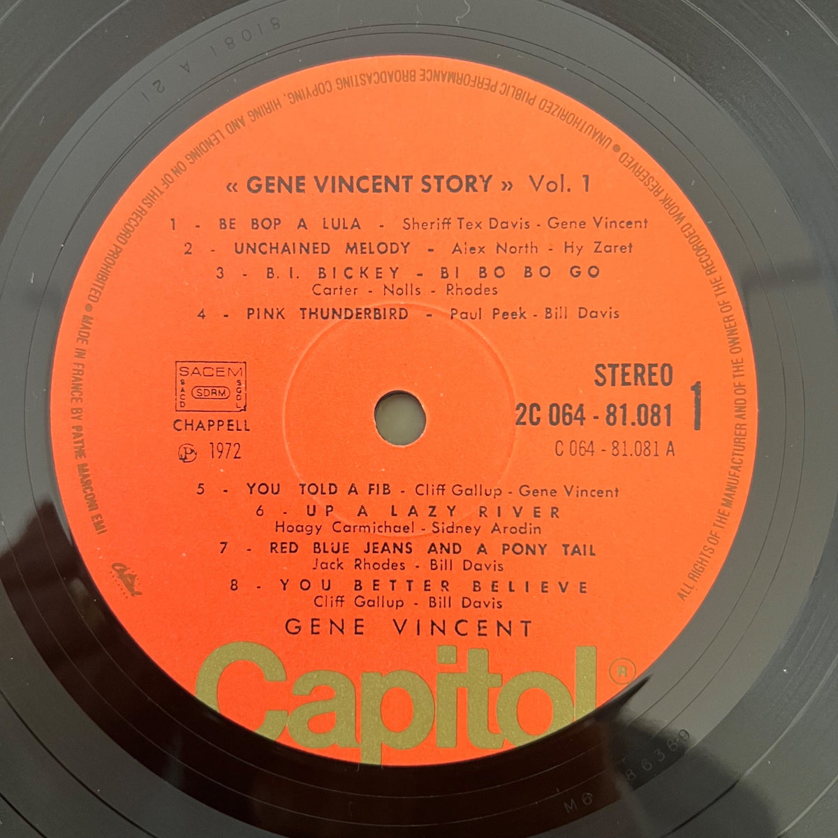 Gene Vincent - Story Vol. 1 1956/57 / France-Press. 1972 - (M-/M-)