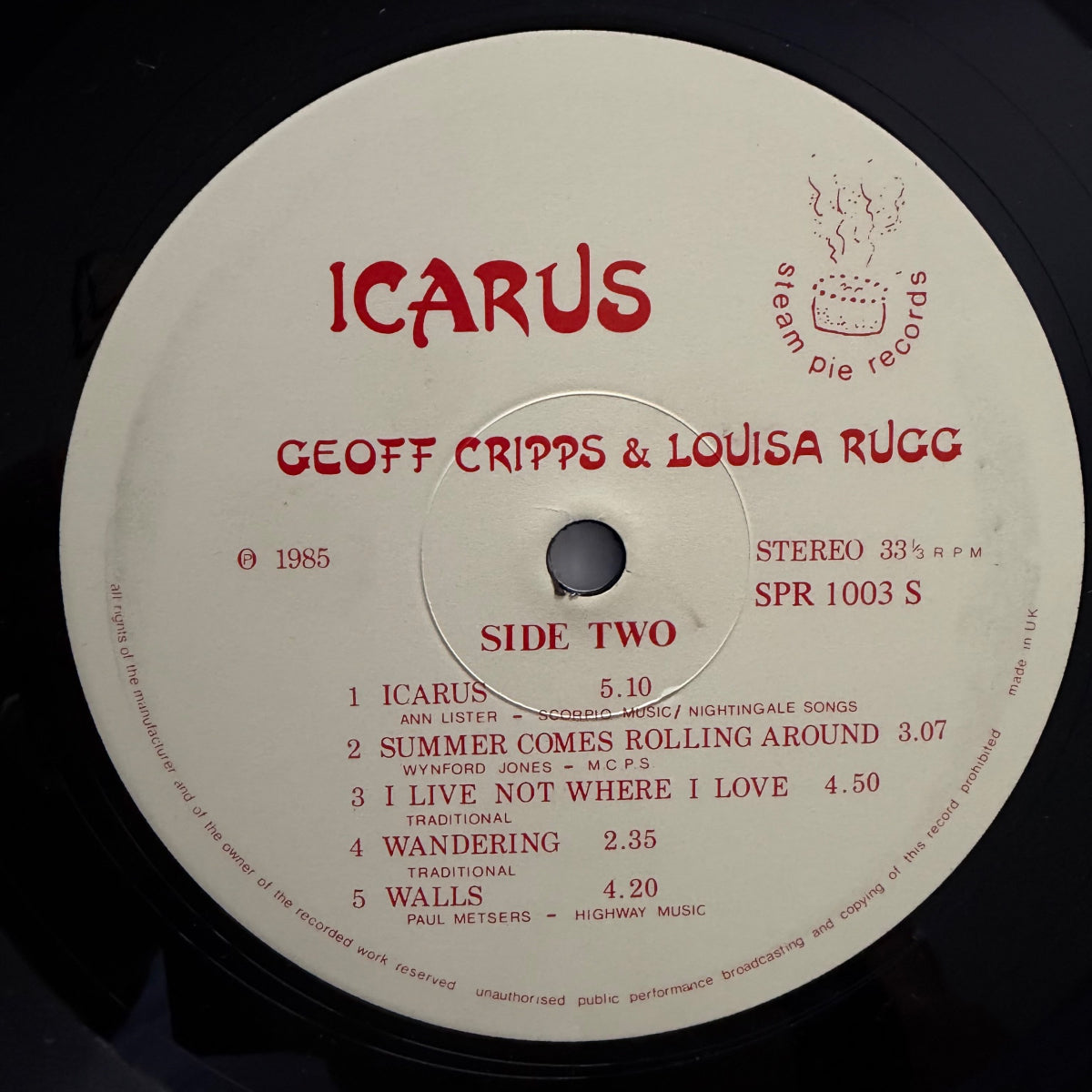 Geoff Cripps & Louisa Rugg - Icarus / 1. UK-Press. 1985  - (M-/M-)
