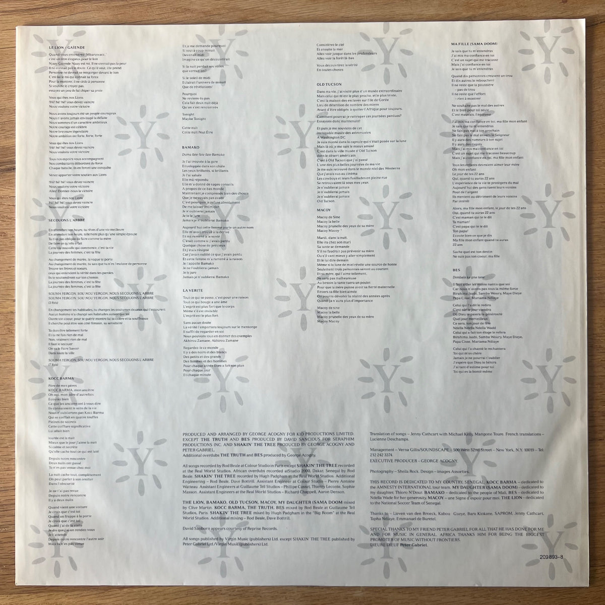 Youssou N'Dour - The Lion / 1. D-Press. 1989 - (M-/M-)