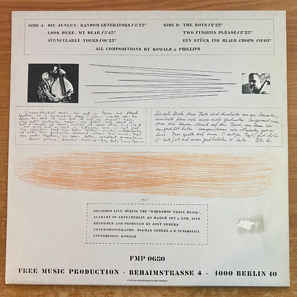 Peter Kowald, Barre Phillips - Die Jungen : Random Generators / 1. D-Press. 1979 - (M-/VG++)