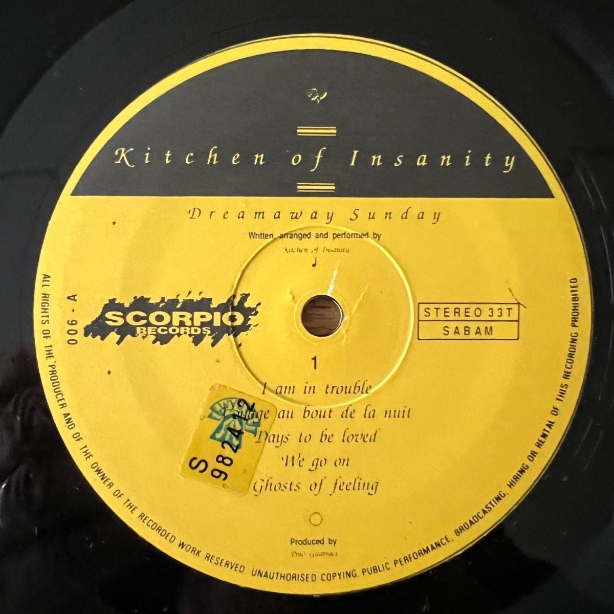 Kitchen Of Insanity - Dreamaway Sunday / 1. Belgien- Press. 1990 - (M-/M-)