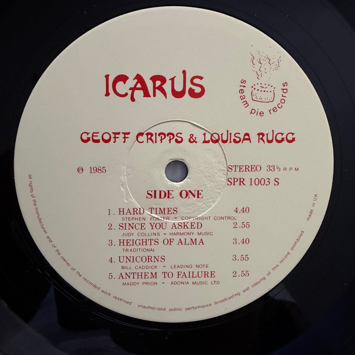 Geoff Cripps & Louisa Rugg - Icarus / 1. UK-Press. 1985  - (M-/M-)