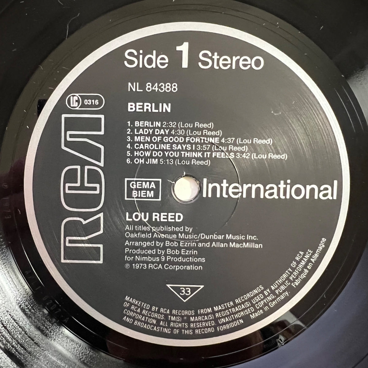 Lou Reed - Berlin / D-Press. 1985 - (M-/M-)
