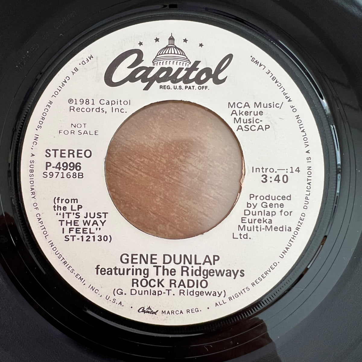 Gene Dunlap feat. The Ridgeways - Rock Radio / US-Promo 1981 - (M-/Neutral)