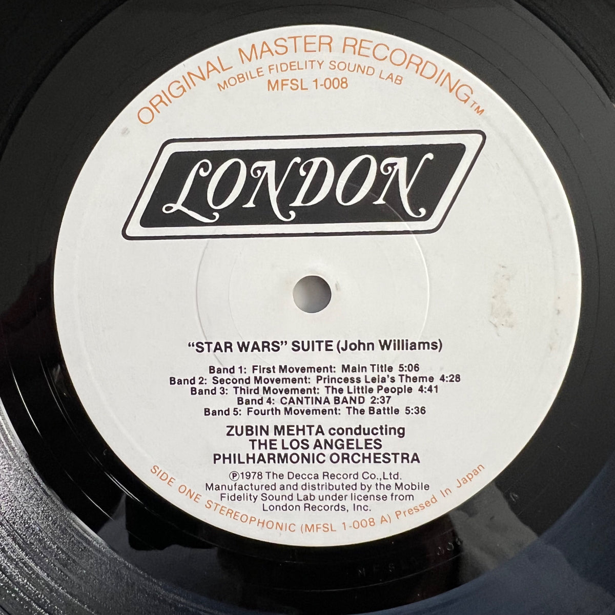 Zubin Mehta & L.A. Philharmonic Orchestra. - Suites From Star Wars / Audiophile MFSL 1978 - (VG++/VG+)