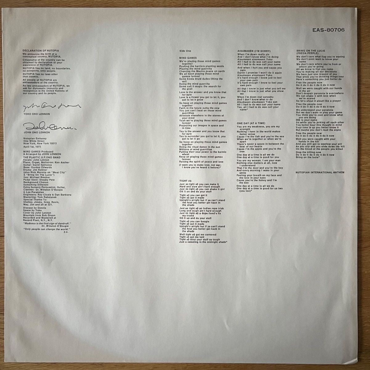 John Lennon - Mind Games / Japan-Press. 1977 - (M-/M-)