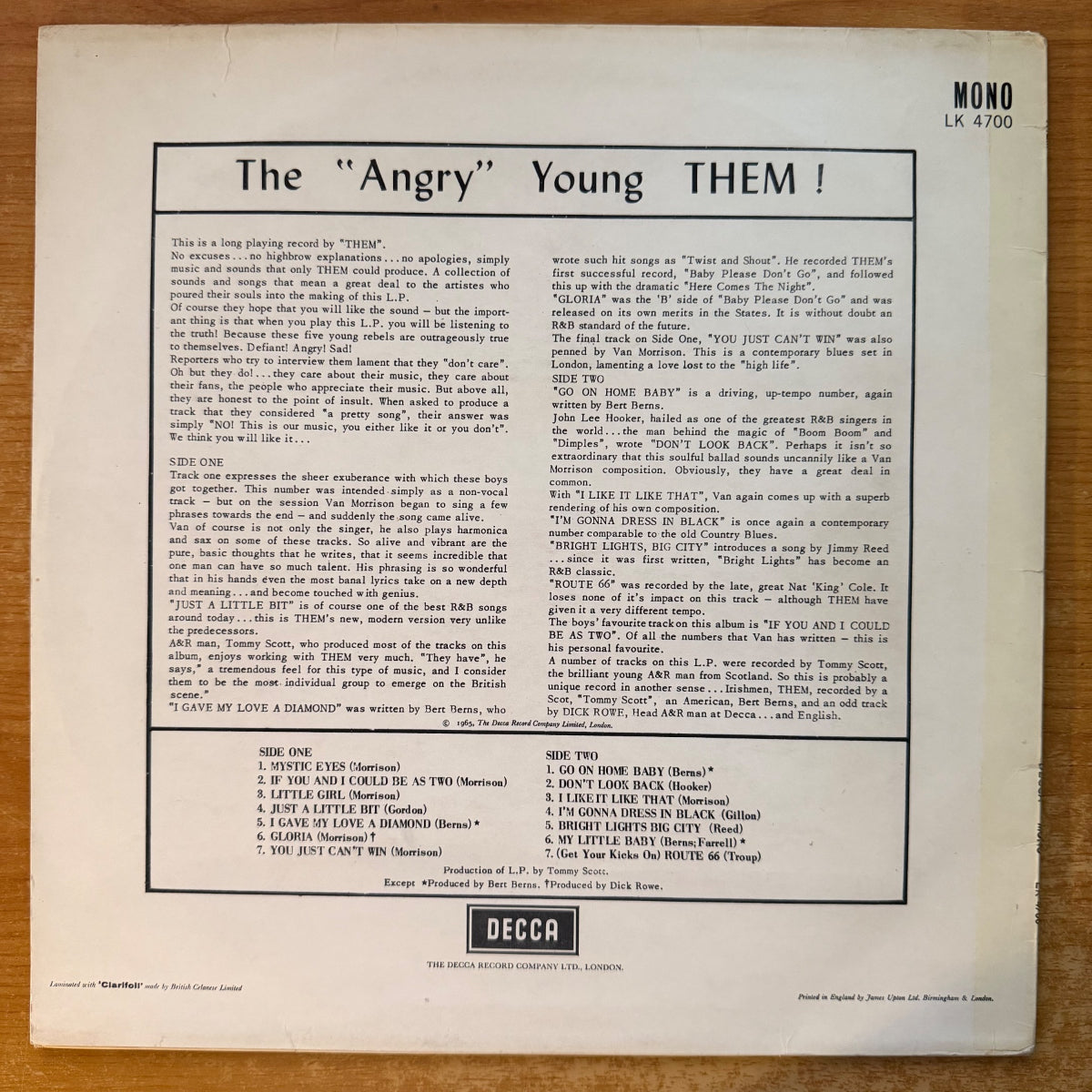 Them - The "Angry" Young Them / 2. UK-Press. 1968 - (M-/VG++)