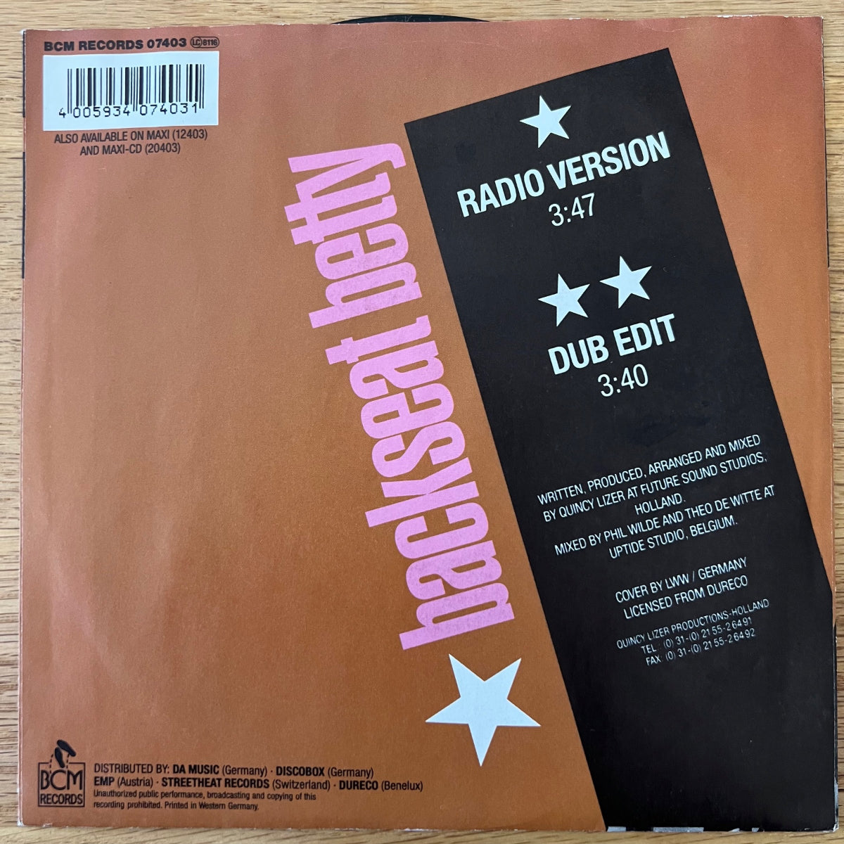 Miker G. - Backseat Betty / 1. EU-Press. 1990 - (VG++/VG++)