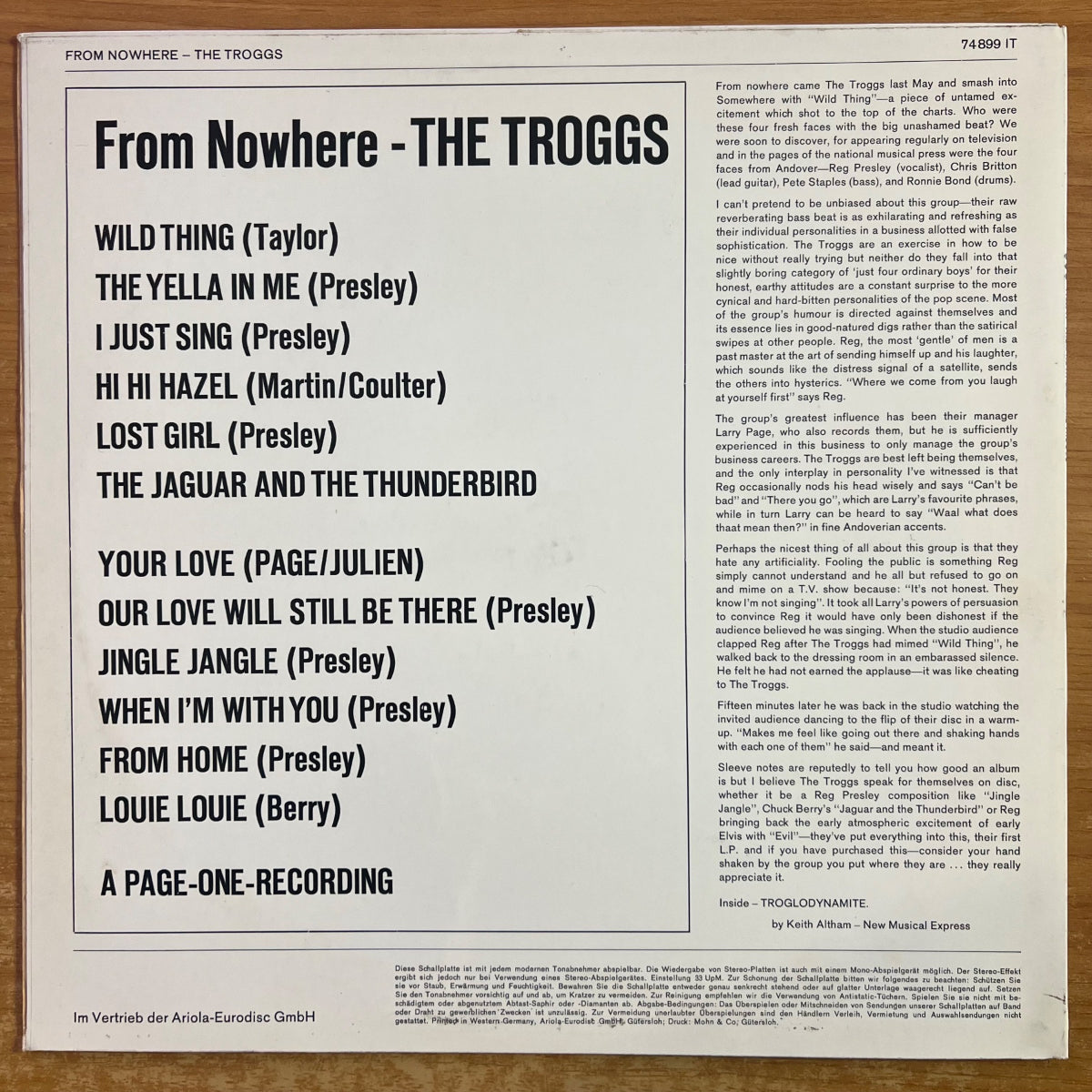 Troggs - From Nowhere / 1. D-Press. 1966 - (VG++/M-)